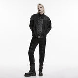 Styx Noir Men's Gothic Jacket with Studded Front Panel in Black