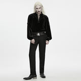 Hawthorn Men's Gothic Velvet Lace-Up Shirt in Black