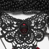 Berenice Beaded Lace Choker Necklace in Black & Red