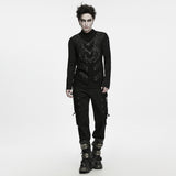 Aubergine Men's Punk Personality T-shirt in Black