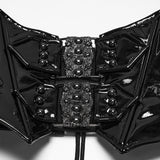 Whitby Jet Women's Gothic Patent Leather Skull Underbust Corset in Black