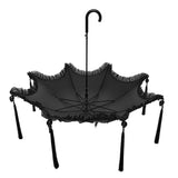 Gloam Women's Gothic Umbrella with Ruffles in Black