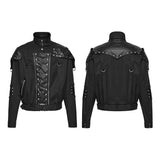 Styx Noir Men's Gothic Jacket with Studded Front Panel in Black