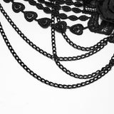Ulalume Women's Gothic Lace Rose Hip Chain Harness in Black