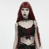 Ravenscar Women's Gothic Bralet with Lace in Black & Red