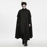 Willis Men's Gothic Military Strap Cloak in Black