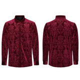 Antipathy Gothic Embossed Velvet Baroque Red Shirt Men's
