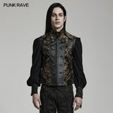 Still Life Men's Gothic Waistcoat in Black & Gold