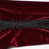 Stygian Gothic Velvet Lace Flare Trousers in Red & Black