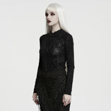 Là-Bas Women's Gothic Long Sleeve Lace Top in Black