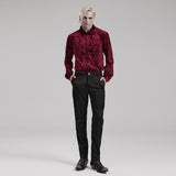 Antipathy Gothic Embossed Velvet Baroque Red Shirt Men's