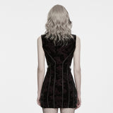 Crimson Elegy Gothic Dress in Black & Red