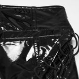 Báthory Women's Gothic Skirt with Patent PU in Black & Iridescent