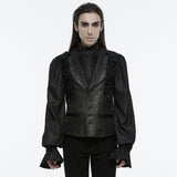 Celestia Gothic Distressed Jacquard Ruffle Shoulder Waistcoat Men's