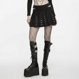 Ossuary Punk Studded Pleated Mini Skirt