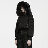 Porphyria Women's Gothic Hoodie with Faux Fur in Black