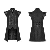 Maelstrom Gothic Brocade PU Faux Leather Trim Waistcoat Men's