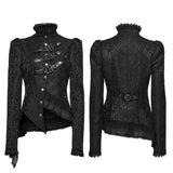 Belladonna Women's Gothic Coat with Metal Buckles in Black