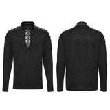 Spire Men's Gothic T-shirt with Studded Shoulders in Black