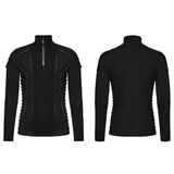 Goblin Men's Punk Half-Zip Long Sleeve Top in Black