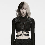 Sabbat Women's Punk Faux Leather Chest Harness in Black