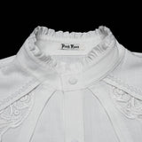 Austere Gothic White Cotton Ruffle Shirt Men's
