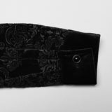 Cinnabar Gothic Embossed Velvet Baroque Black Shirt Men's