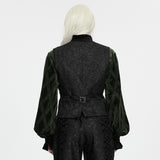 Moreau Men's Gothic Brocade Waistcoat Vest in Black