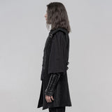 Maelstrom Gothic Brocade PU Faux Leather Trim Waistcoat Men's