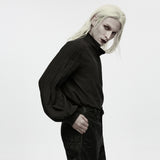 Moonflower Men's Gothic Lace-Up Lantern Sleeve Shirt in Black