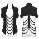 Magic Lantern Men's Punk Abyss Chain Stand-Collar Vest in Black