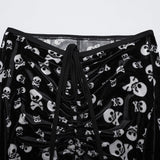 Ascalon Gothic Velvet Skull Printed Pants