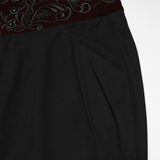 Enkidu Men's Gothic Embroidered Trousers in Black & Red