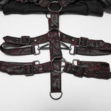 Libitina Women's Gothic Harness with Studded Straps in Black & Red