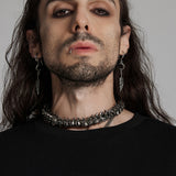 Angitia Gothic Vertebrae Bone Silver Choker Necklace Men's