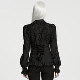 Dead Calm Women's Gothic Blouse with Embroidery in Black