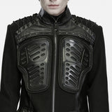Roderick Men's Dark Military Armor Punk Coat in Black