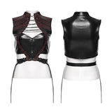Bitter Root Women's Faux Leather Top with Lacing Detail in Black and Red