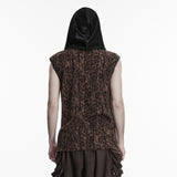 Corvid Men's Gothic Lace Up Top in Leopard Print