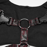 Libitina Women's Gothic Harness with Studded Straps in Black & Red