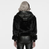 Perigee Women's Punk Faux Fur Faux Leather Coat in Black