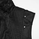 Dusk Rite Men's Gothic Zipped Sleeveless Jacket in Black