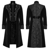 Briar Gothic Black Velvet Jacquard Coat Men's