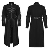 Nether Gothic Wool Lace-Up Faux Leather Harness Coat Men's