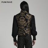 Still Life Men's Gothic Waistcoat in Black & Gold
