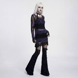 Styx Noir Women's Gothic pullover sweater in Black & Violet