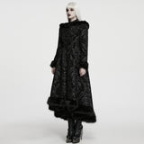 Giselle Women's Gothic Faux Fur Trim Coat in Black