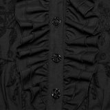 Dead Calm Women's Gothic Blouse with Embroidery in Black