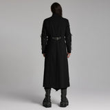 Nether Gothic Wool Lace-Up Faux Leather Harness Coat Men's