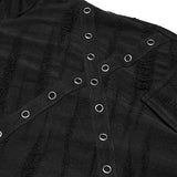 Aeronwen Gothic Distressed Eyelet Hooded Top Men's